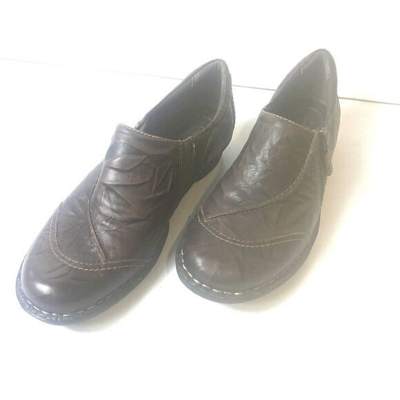 Clarks bendables Shoe Women 8.5M Dark Brown Leather Comfort Casual Slip On Flats - Picture 2 of 11